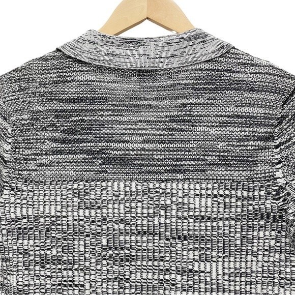 Club Monaco Sweater Black & White Mix Stitch Johnny Collar Pullover Size Medium - Picture 8 of 16